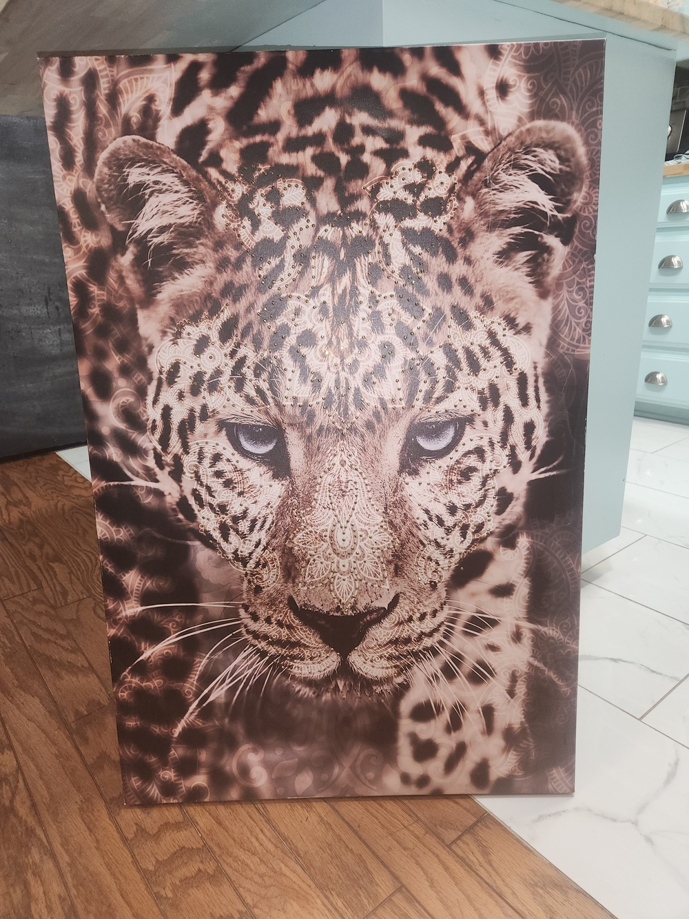 Leopard Portrait Wall Art Canvas - Brown and Cream 36×24
